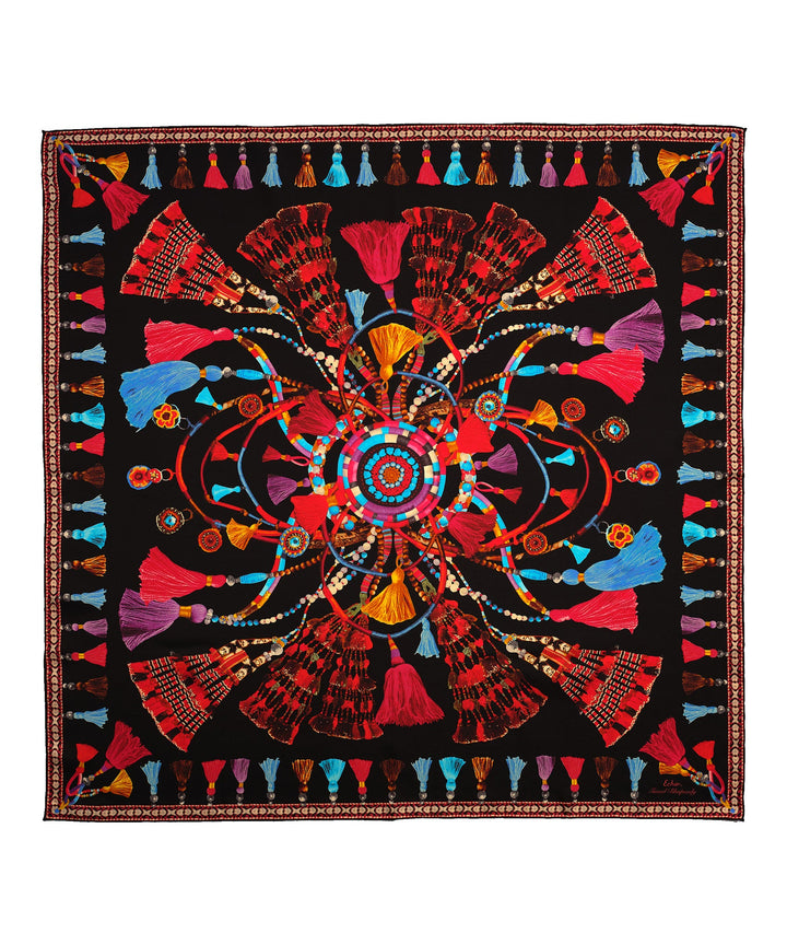 Tassel Rhapsody Silk Square in color Black