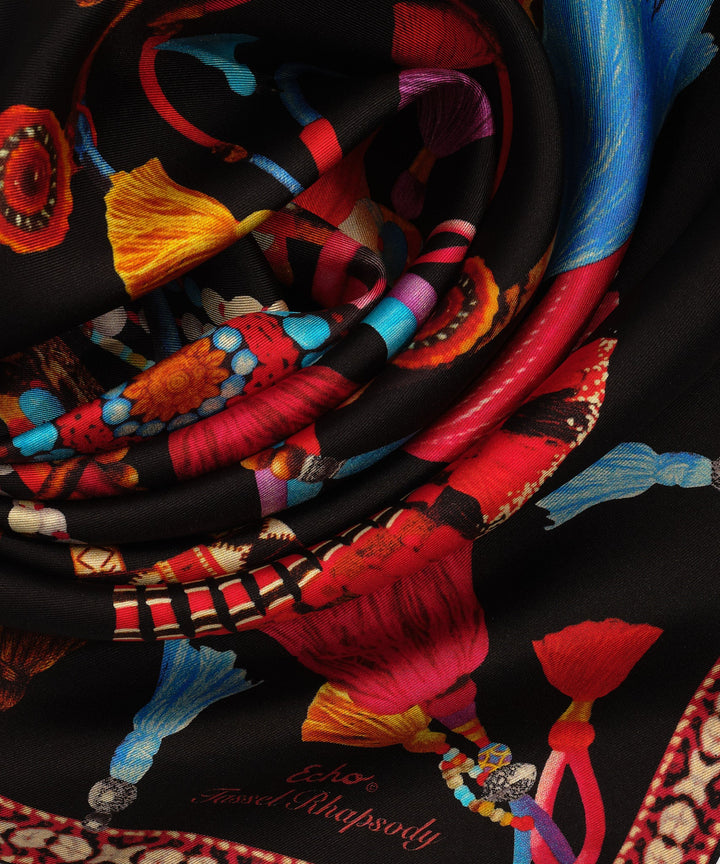 Tassel Rhapsody 35" Silk Square Scarf