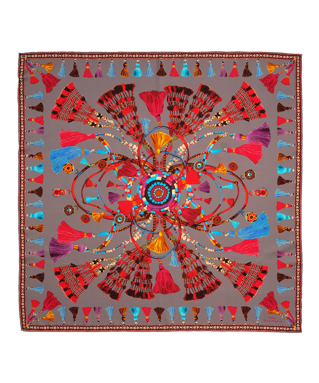 Tassel Rhapsody 35" Silk Square Scarf