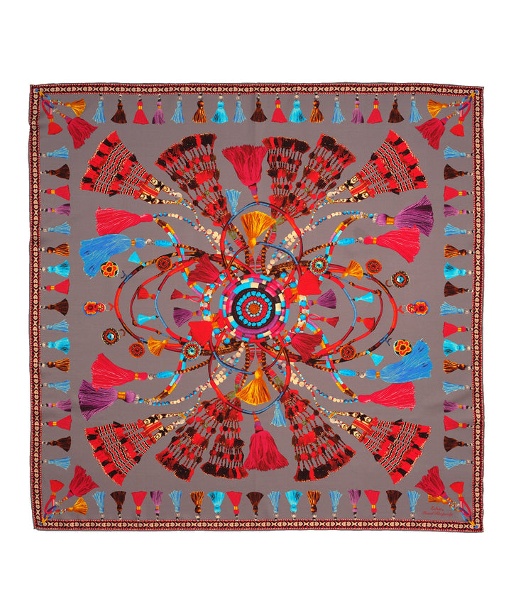 Tassel Rhapsody 35" Silk Square Scarf