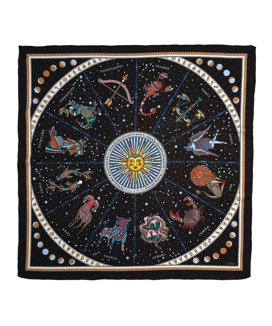 Written In The Stars Silk Square in color Black