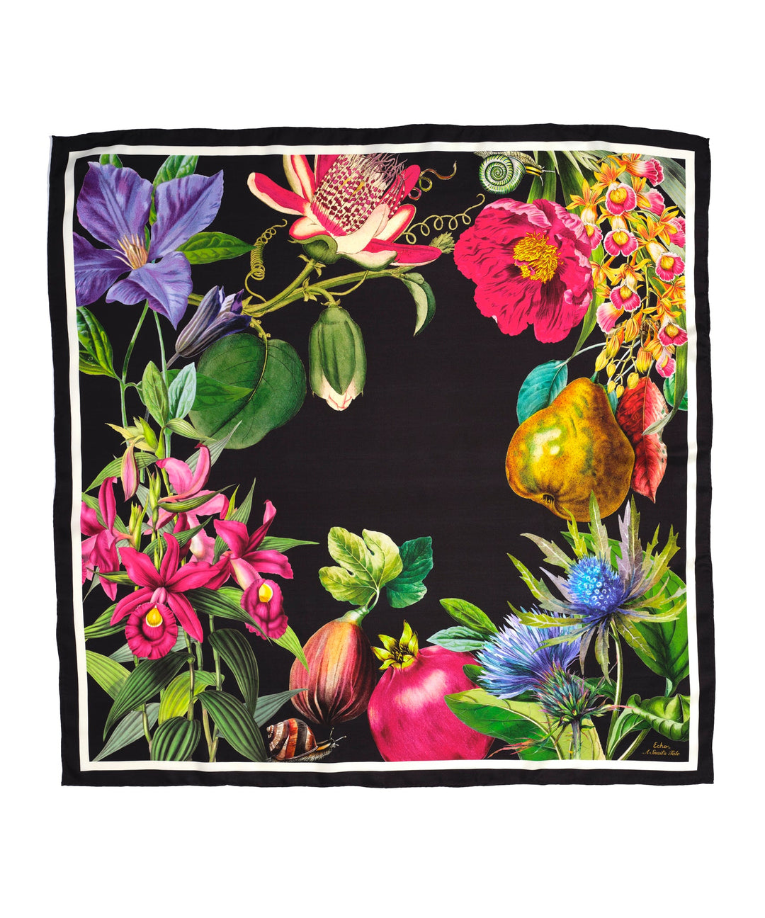 A Snail's Tale Silk Square in color Black