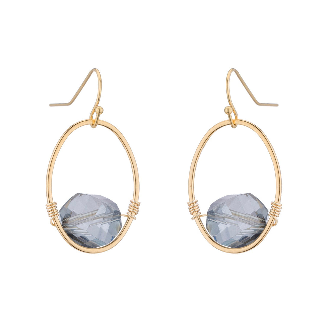 Gray Crystal Oval Earrings