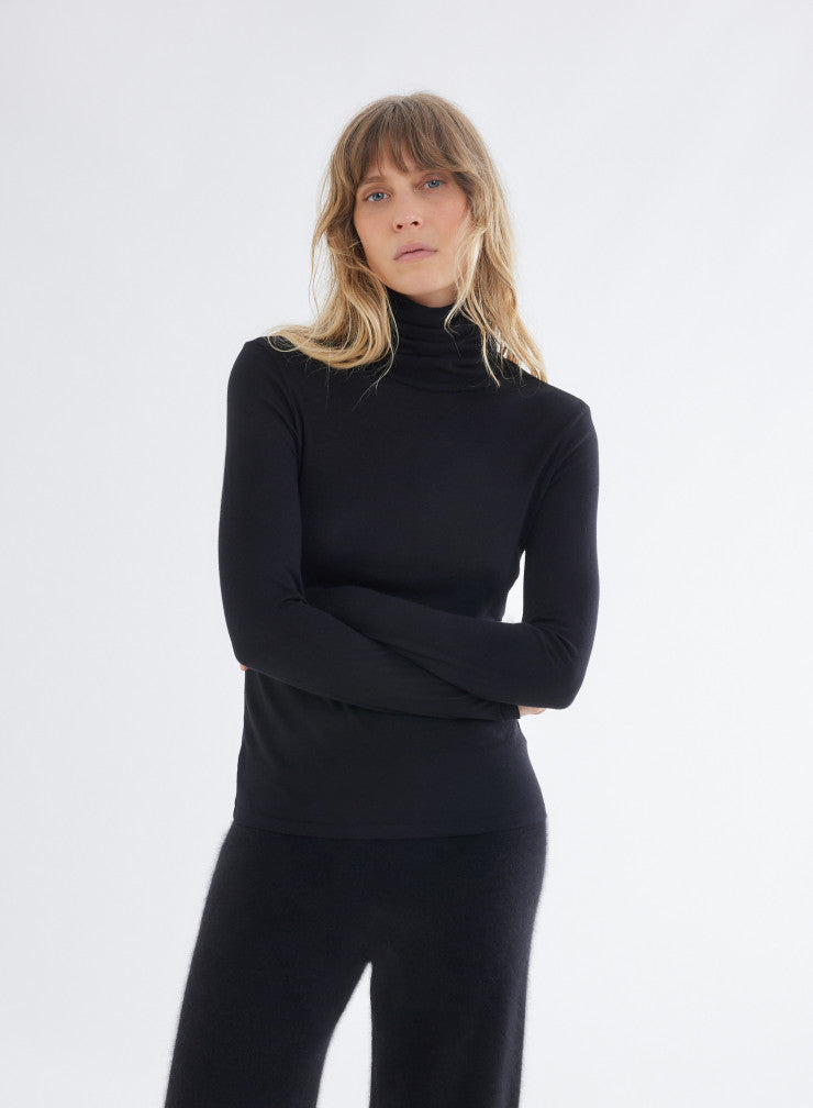 Cotton Cashmere Long Sleeve Turtleneck