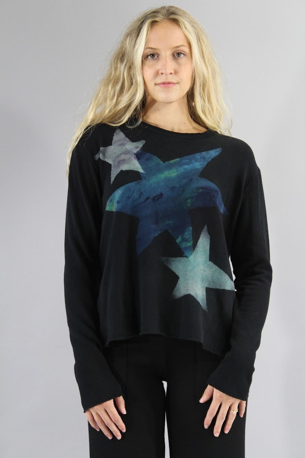 Crop Sweater - 3 Stars - Blue