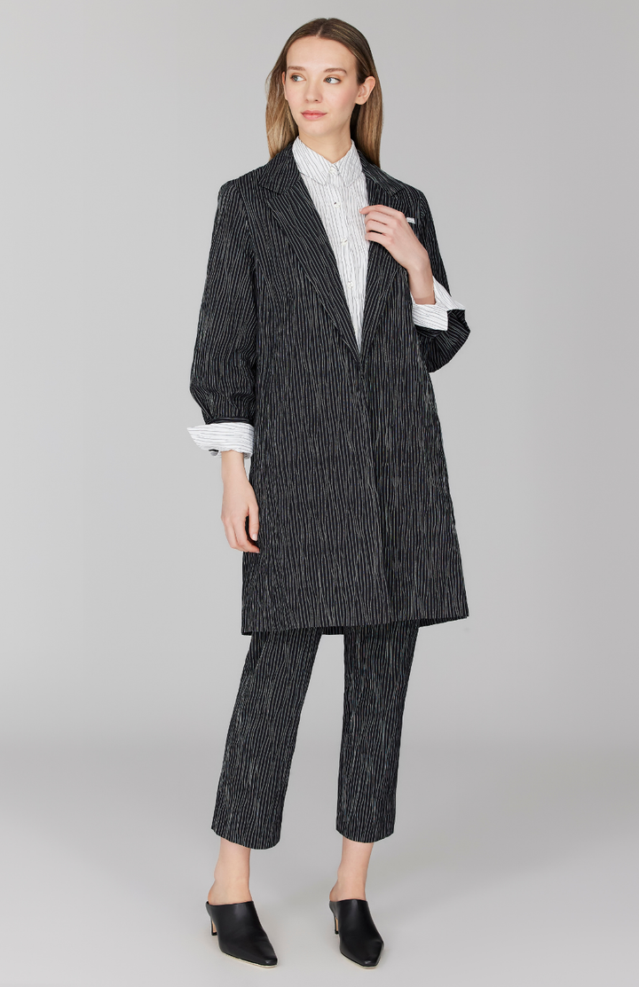Tucked Pinstripe Narrow Crop Pant w/ Pockets