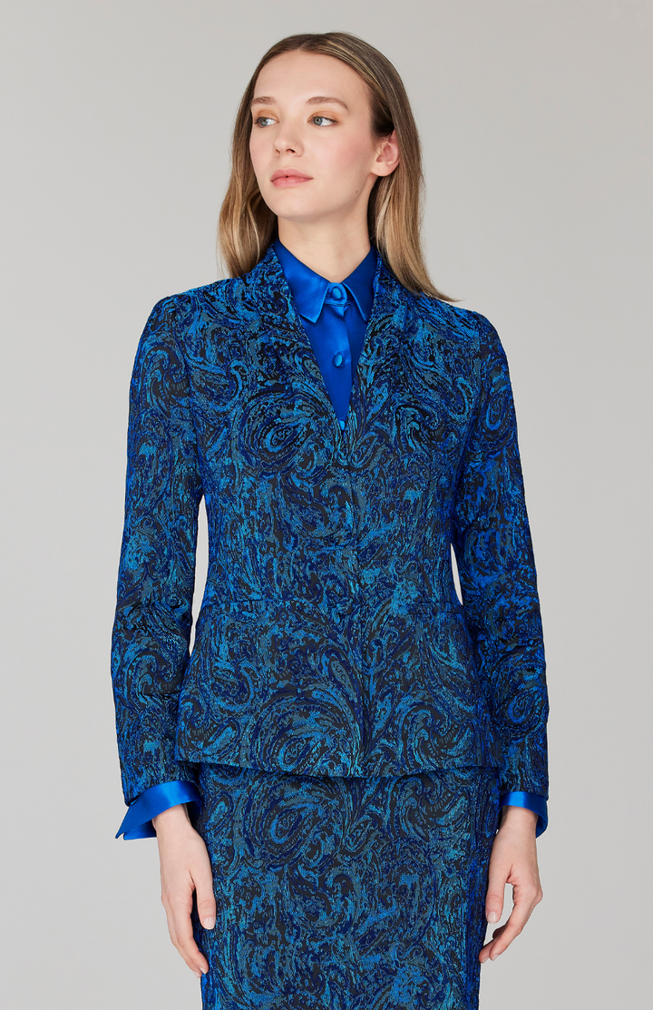 PREORDER Paisley Stretch Jacquard Fitted Jacket
