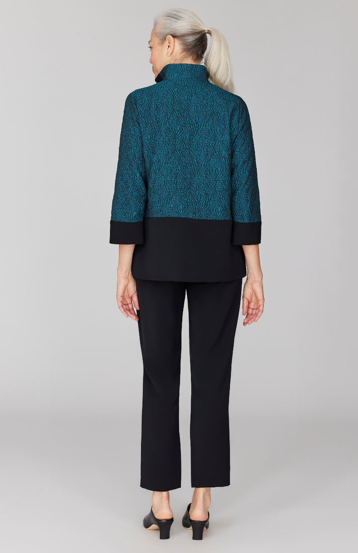 Etched Textural Jacquard High Neck Zip Jacket