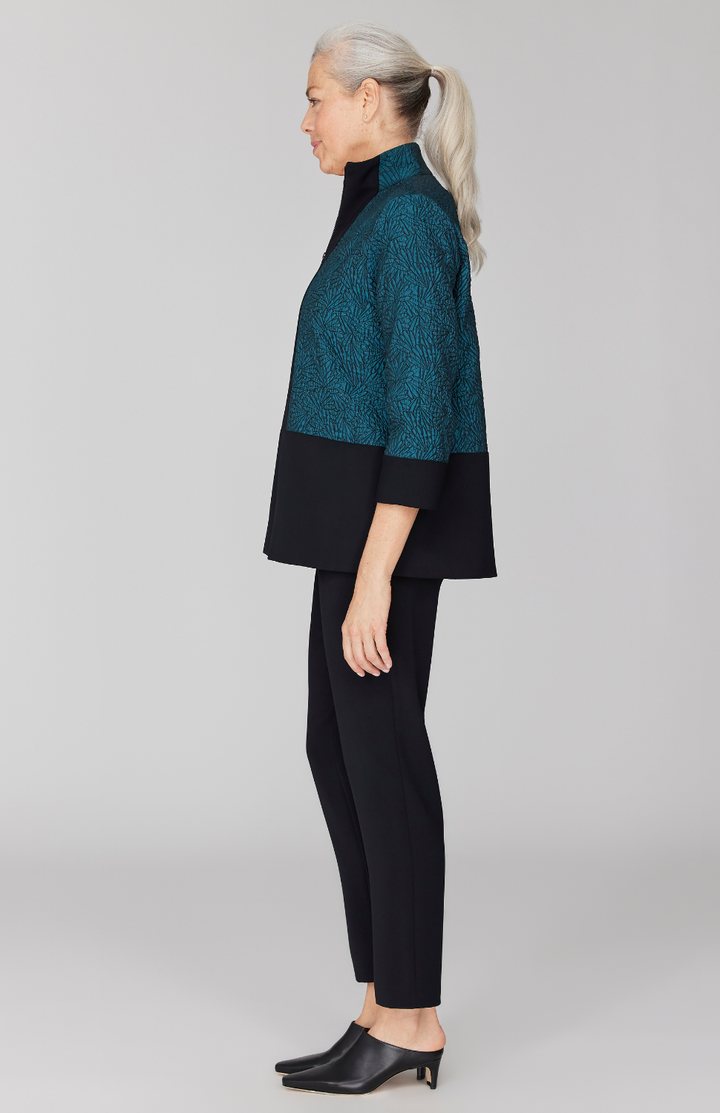 Etched Textural Jacquard High Neck Zip Jacket