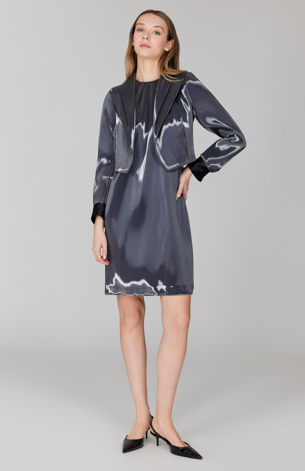 PREORDER Liquid Organza Short Jacket w/ Pleated Sleeve