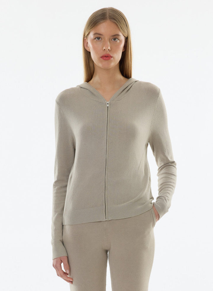 Organic Cotton Stretch Knit Stonewashed Zip Front Hoodie - HOODIE - Majestic Filatures North America