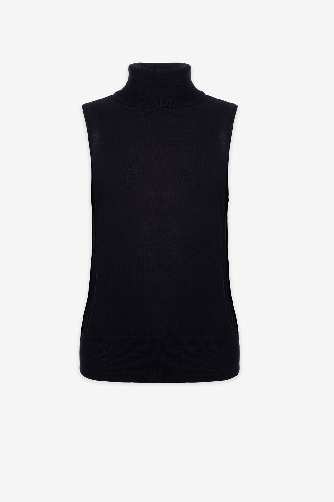 Merino blend sleeveless turtleneck