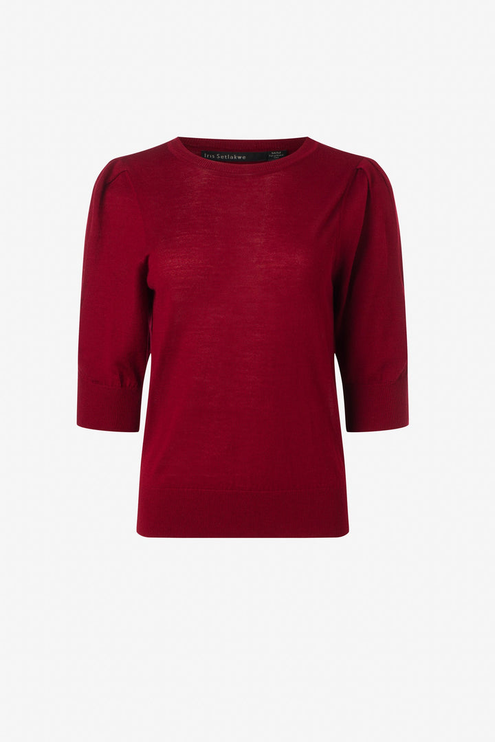 Fine merino blend sweater rushed sleeve detail