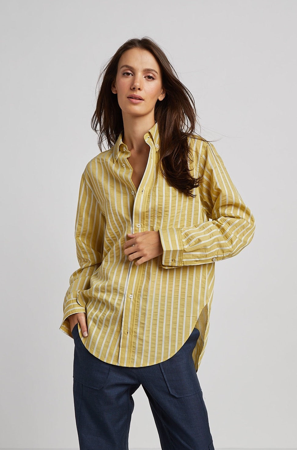 Kean Boyfriend Striped Button Down Shirt