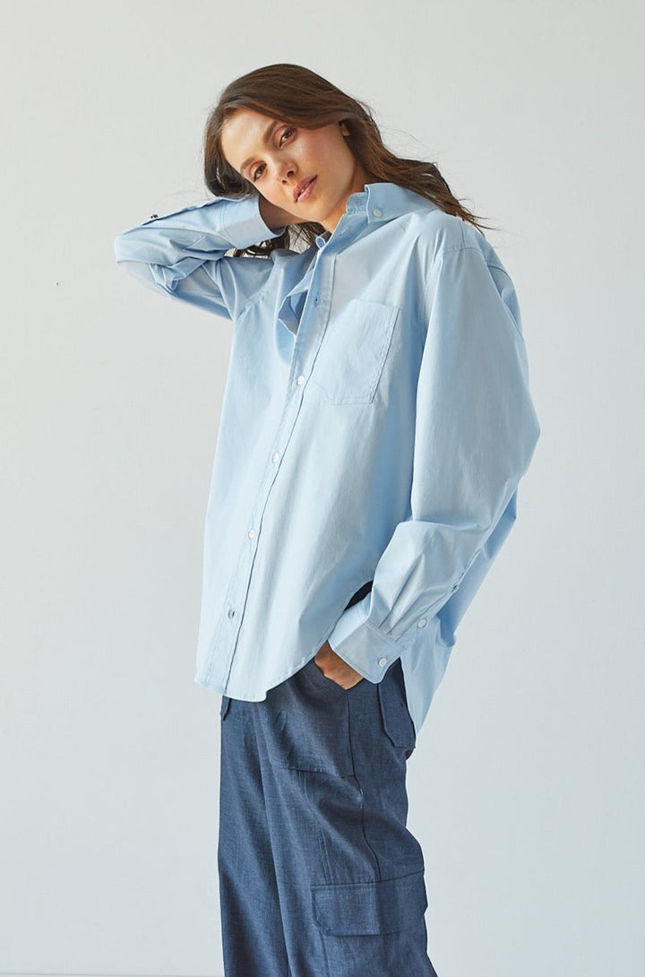 Kean Boyfriend Solid Button Down Shirt