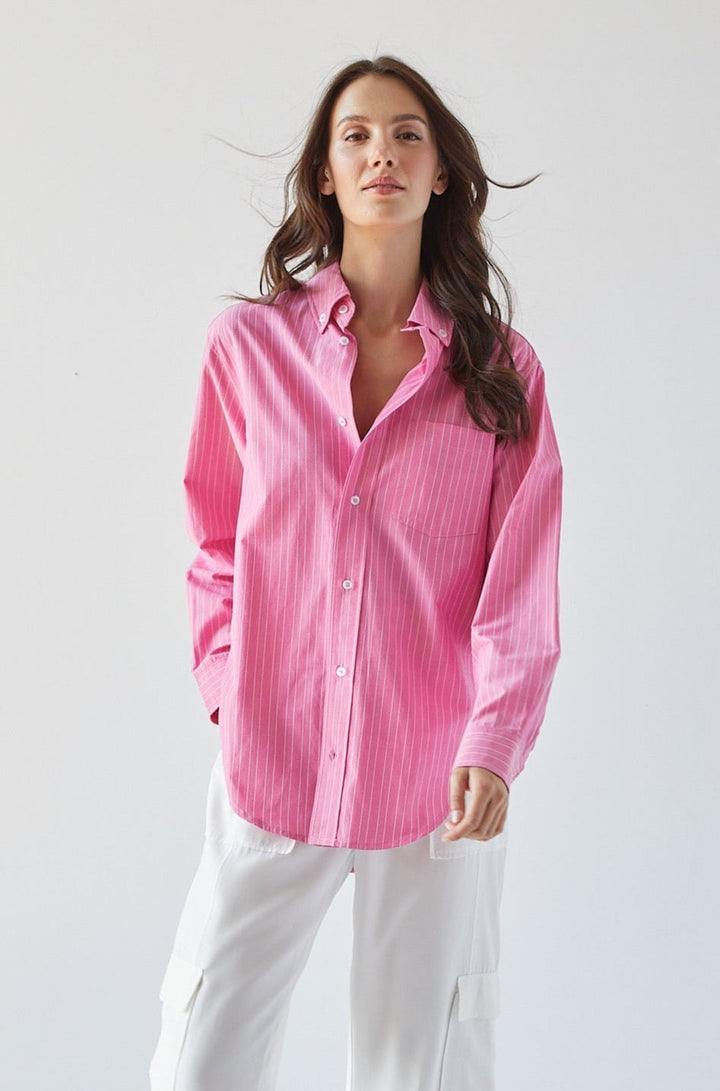 Kean Boyfriend Striped Button Down Shirt