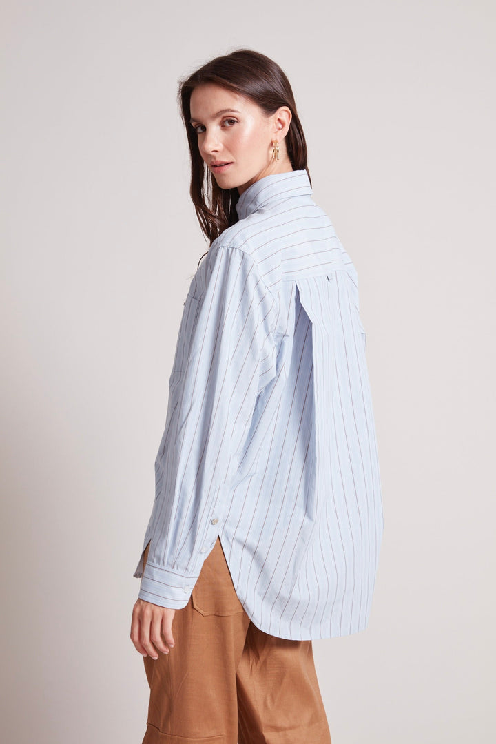 Kean boyfriend striped button down shirt