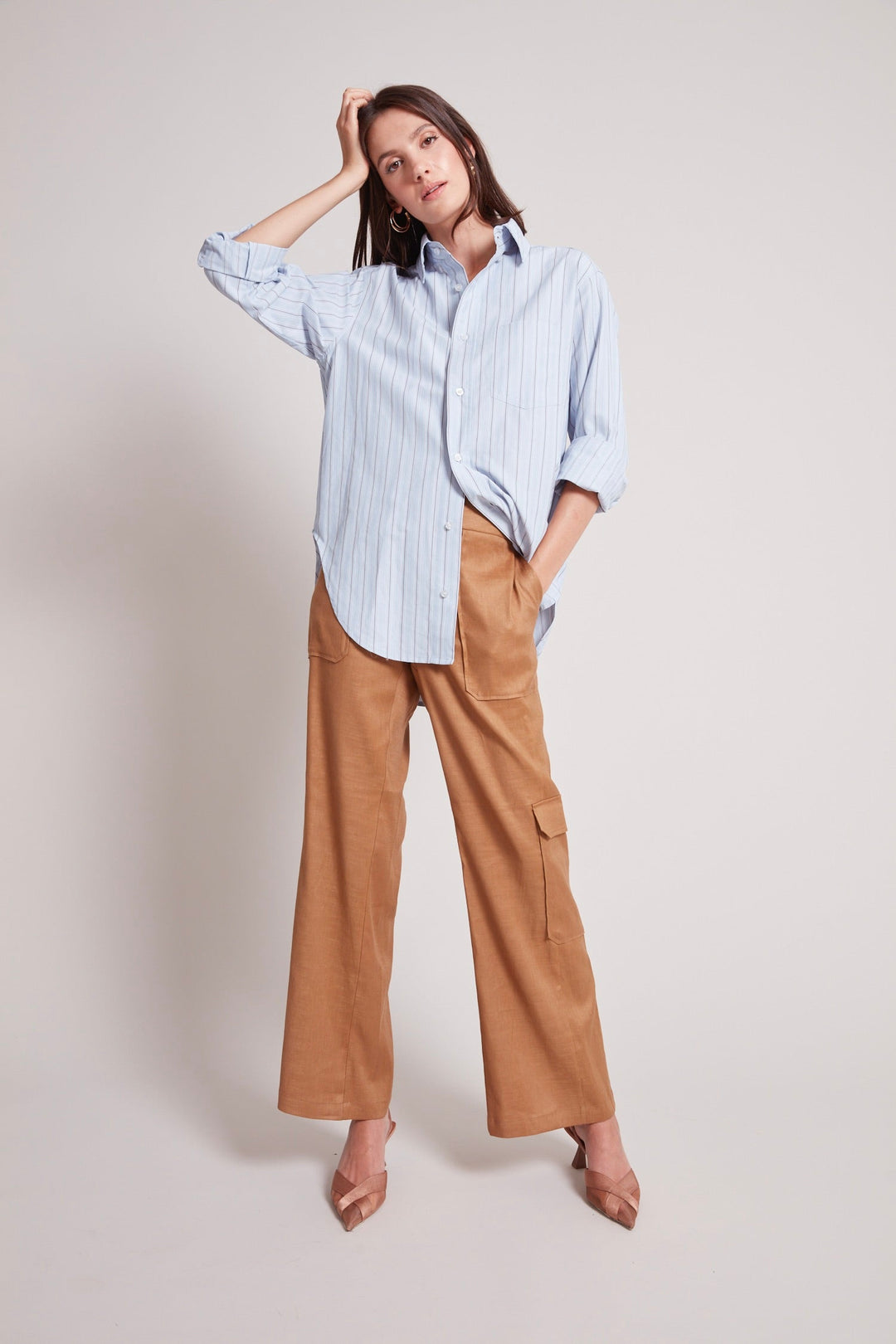 Kean boyfriend striped button down shirt