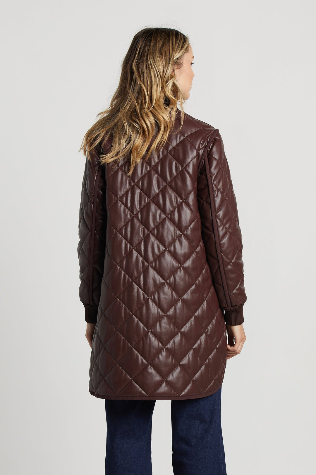 Liberty Quilted Full Zip Vegan Leather Coat w/ Side Zipper