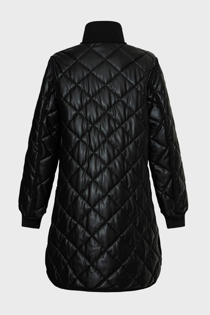 Liberty Quilted Full Zip Vegan Leather Coat w/ Side Zipper