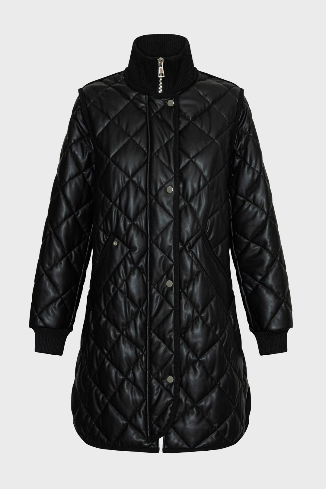 Liberty Quilted Full Zip Vegan Leather Coat w/ Side Zipper