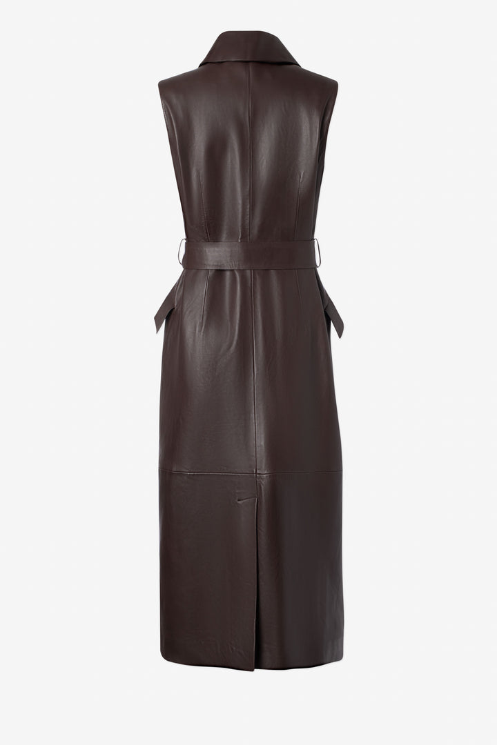 Leather sleeveless dress with belt