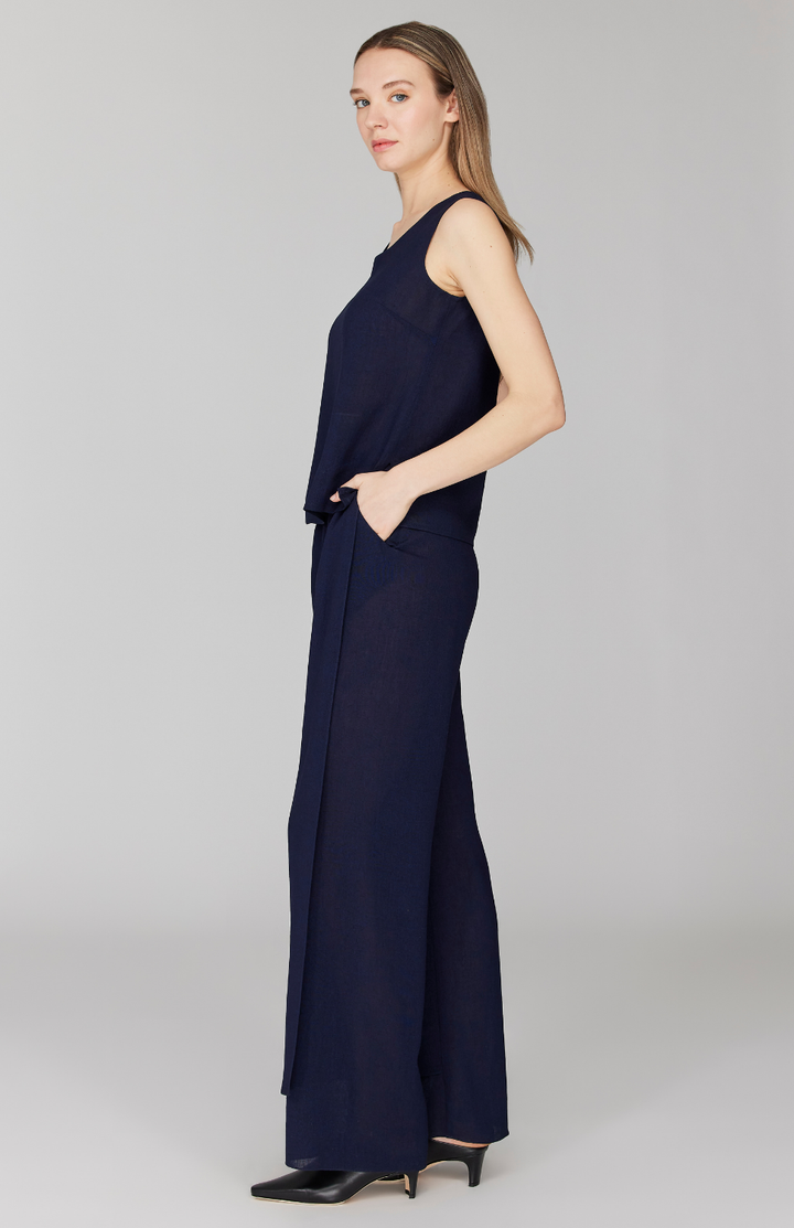 Microlinen Overlap Pant w/ Back Elastic