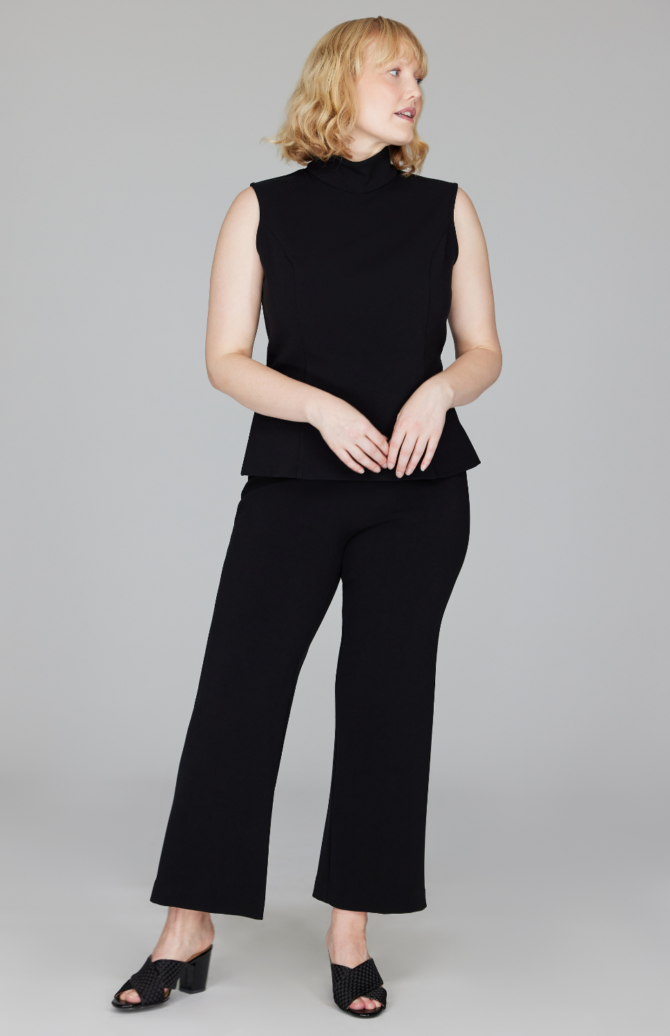 Double Face Straight Leg Pant w/ Back Zip