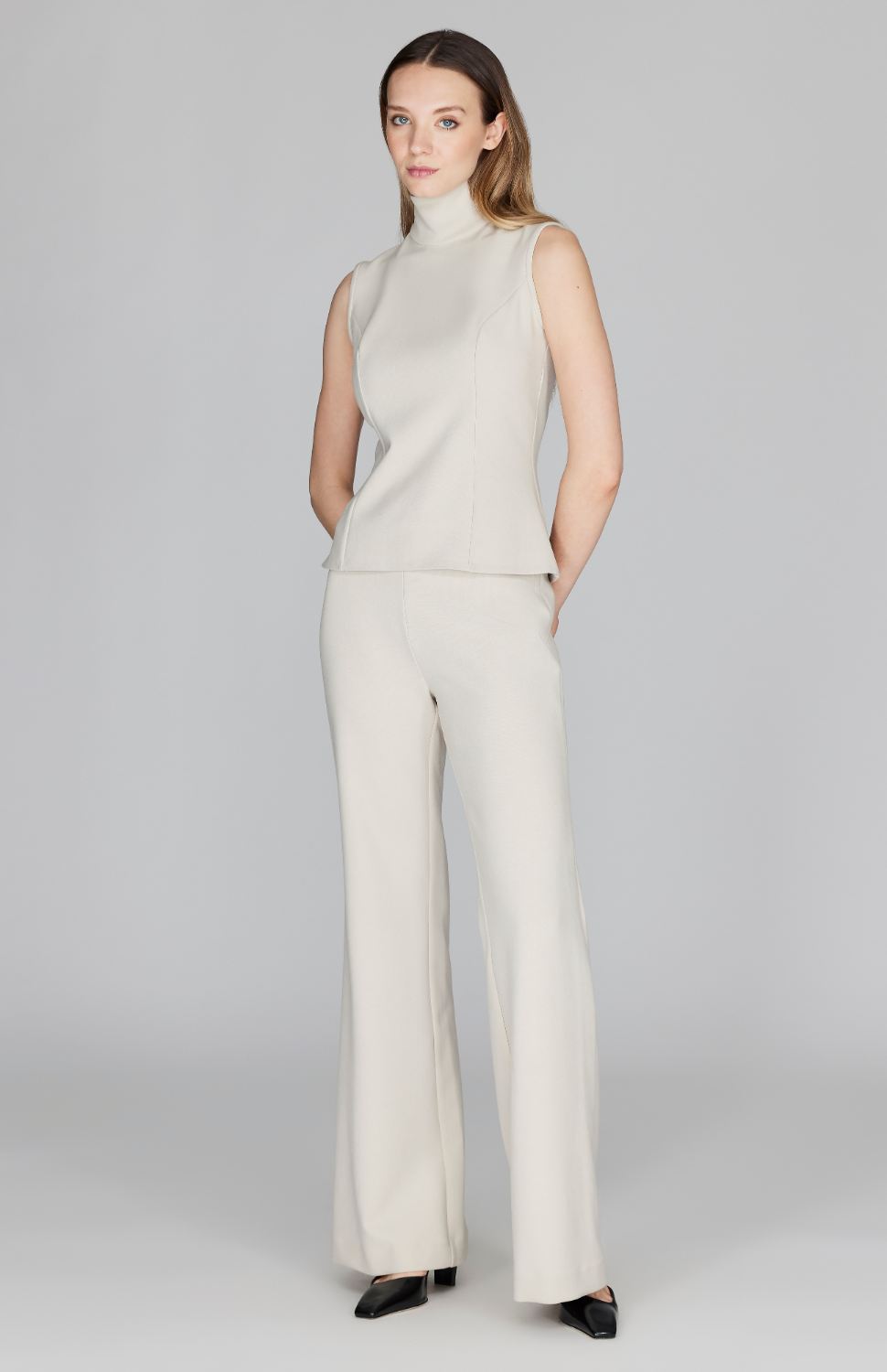 Double Face Flare Pant w/Back Zip