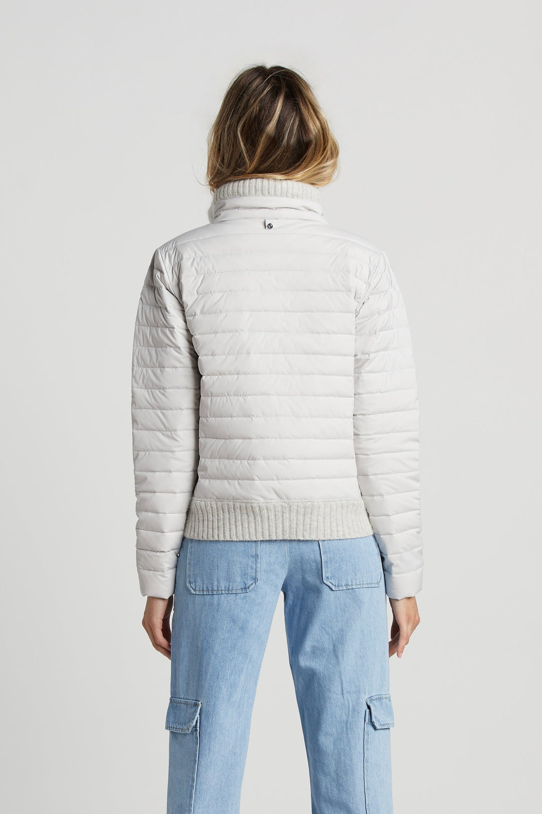 Lulu Light Weight Quilted Down Jacket w/ Knit Trim Details