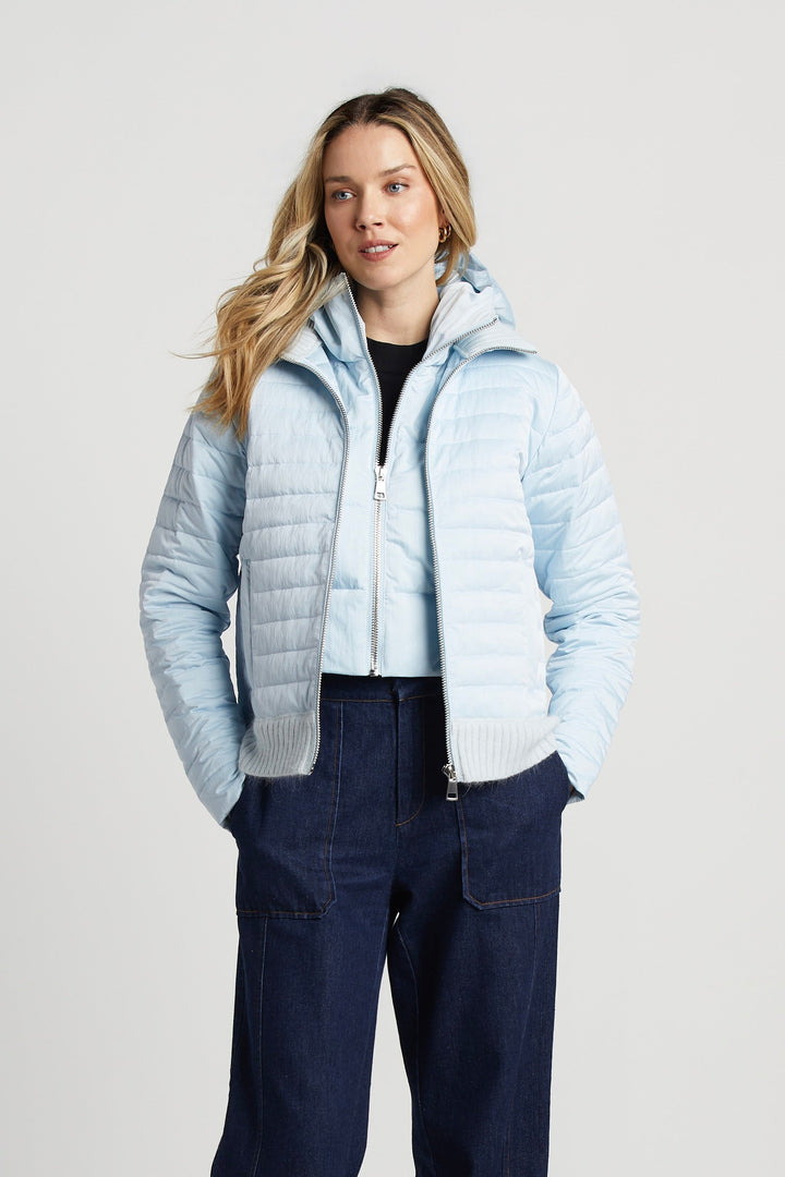 Lulu Light Weight Quilted Down Jacket w/ Knit Trim Details