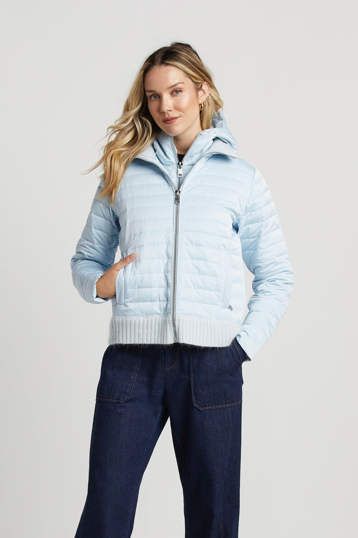 Lulu Light Weight Quilted Down Jacket w/ Knit Trim Details