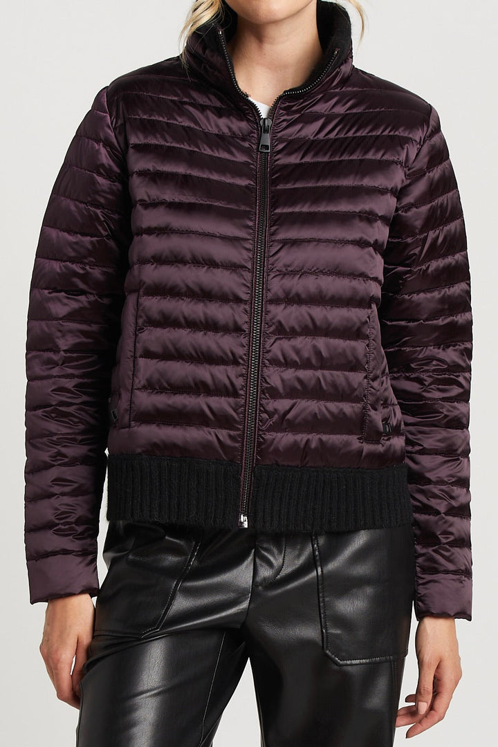 Lulu Light Weight Quilted Down Jacket w/ Knit Trim Details