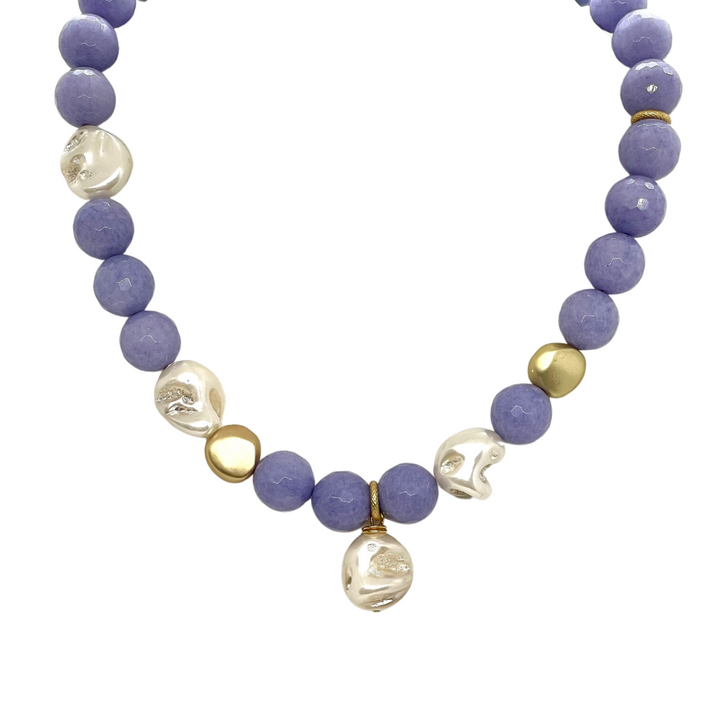 Baroque Pearl And 14mm Lavender Jade Limited Edition Necklace