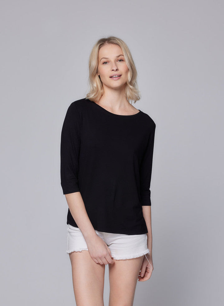 Soft Touch Relaxed 3/4 Sleeve Boatneck T-Shirt - BOATNECK 3/4 SLV - Majestic Filatures North America