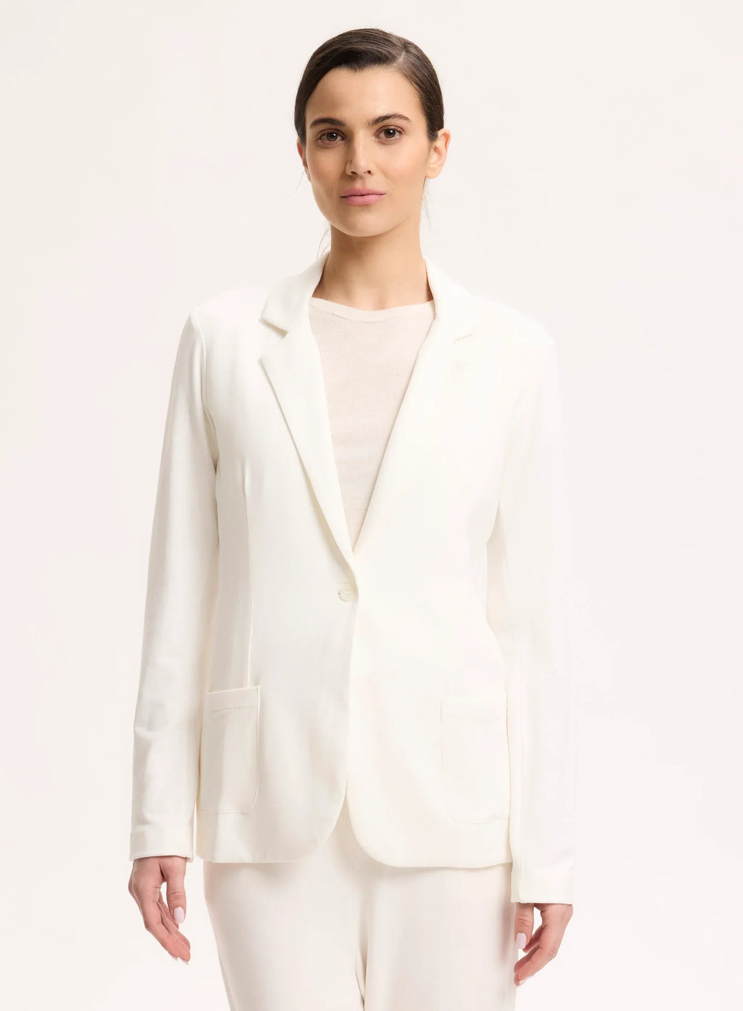 French Terry Looped One-Button Blazer