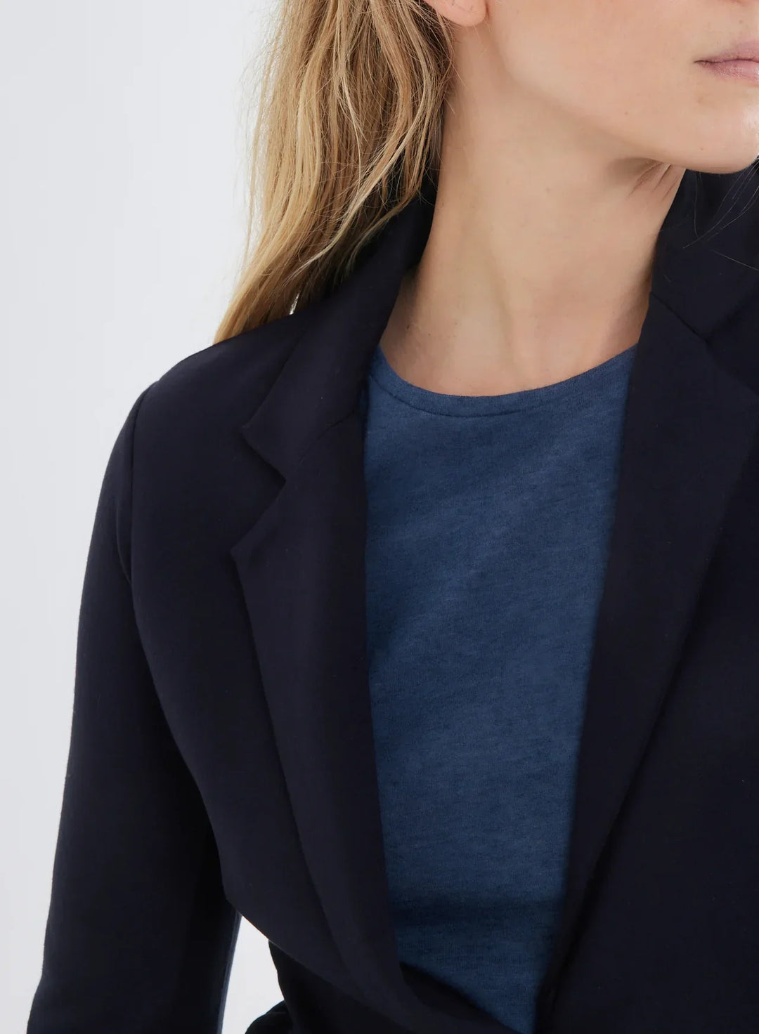 French Terry Brushed Fleece One Button Blazer