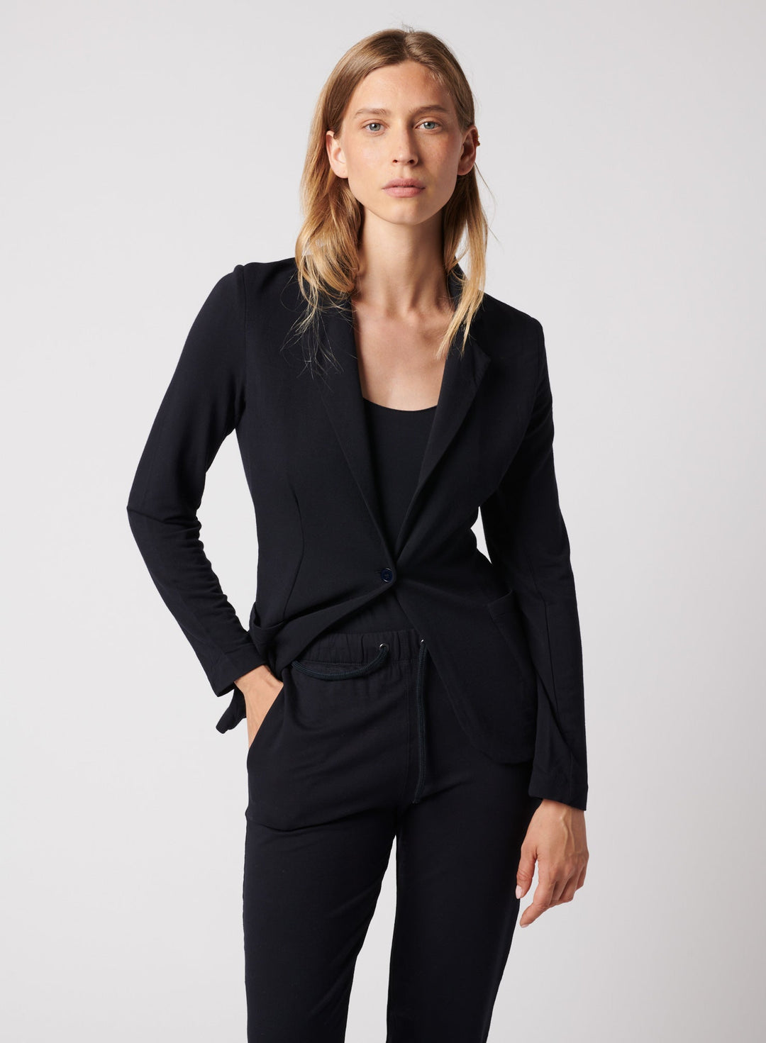 French Terry Brushed Fleece One-Button Blazer - JACKET - Majestic Filatures North America