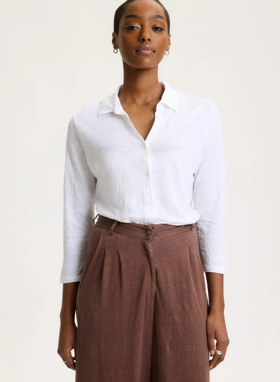 Stretch Linen 3/4 Sleeve Shirt