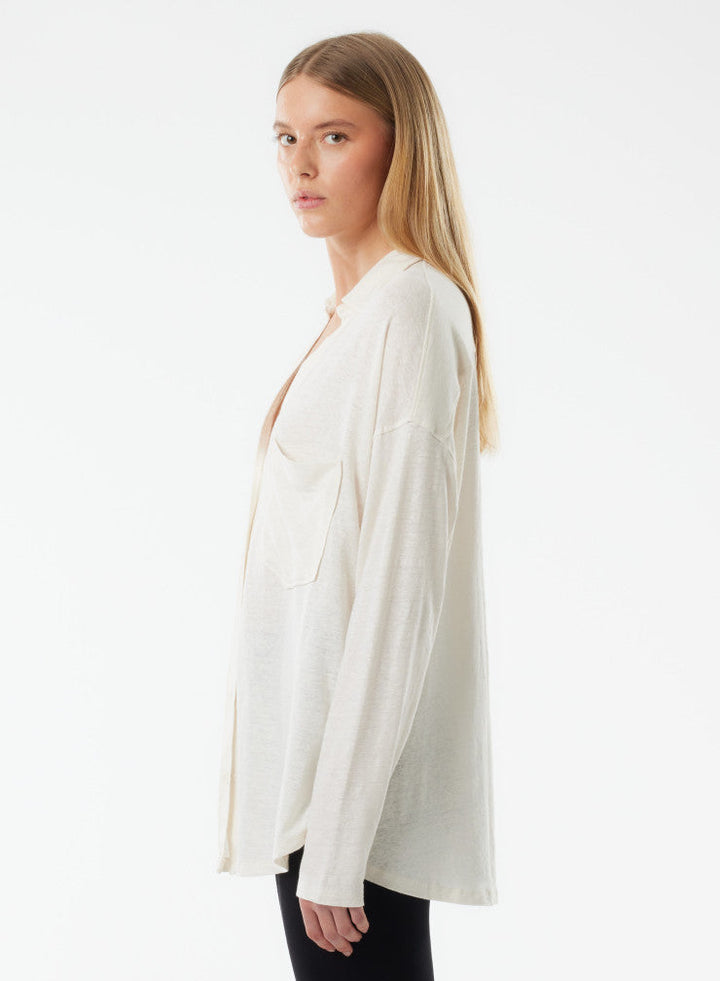 Stretch Linen Relaxed One Pocket Shirt - SHIRT - Majestic Filatures North America