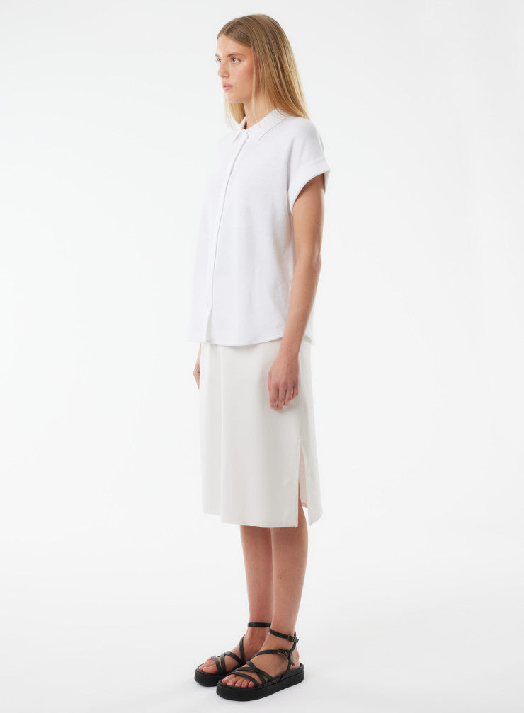 Stretch Linen Short Sleeve Shirt With Rolled Cuff - SHIRT - Majestic Filatures North America