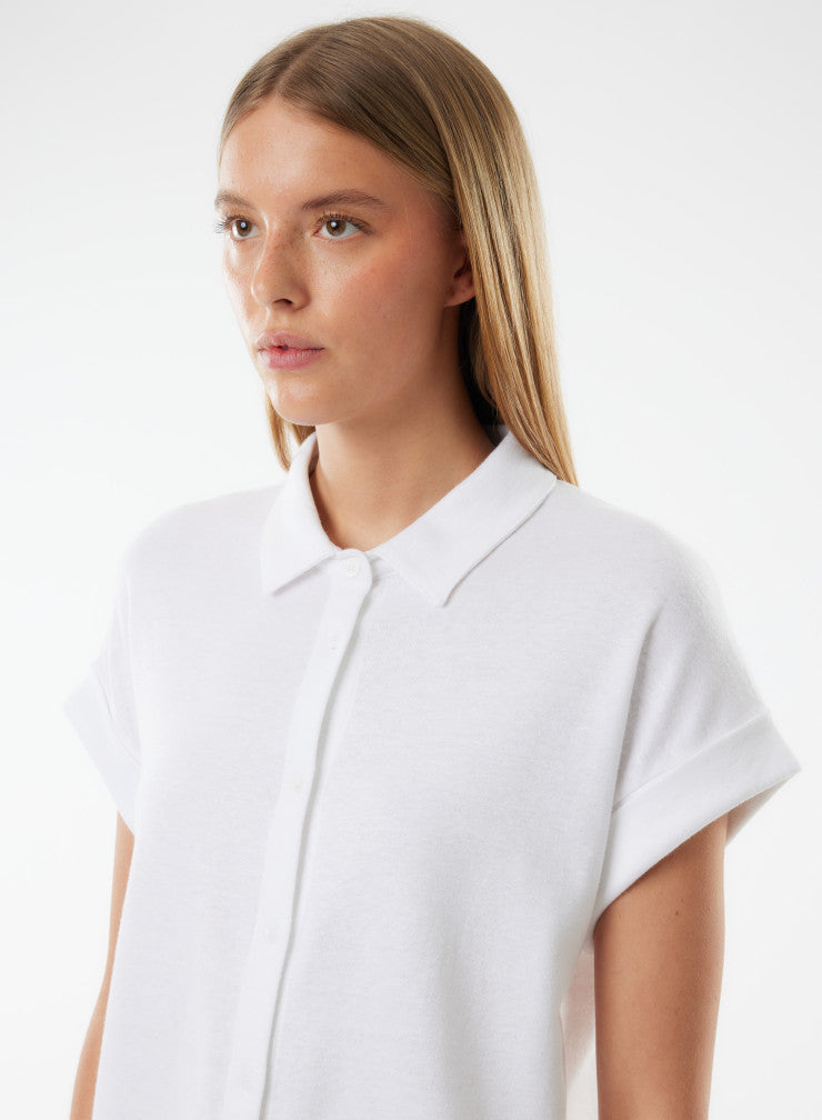 Stretch Linen Short Sleeve Shirt With Rolled Cuff - SHIRT - Majestic Filatures North America