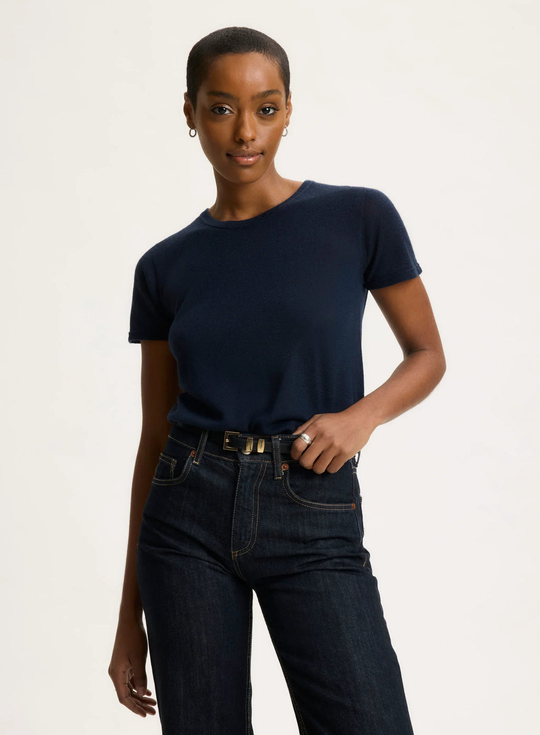100% Machine Washable Cashmere Short Sleeve Crewneck T-Shirt