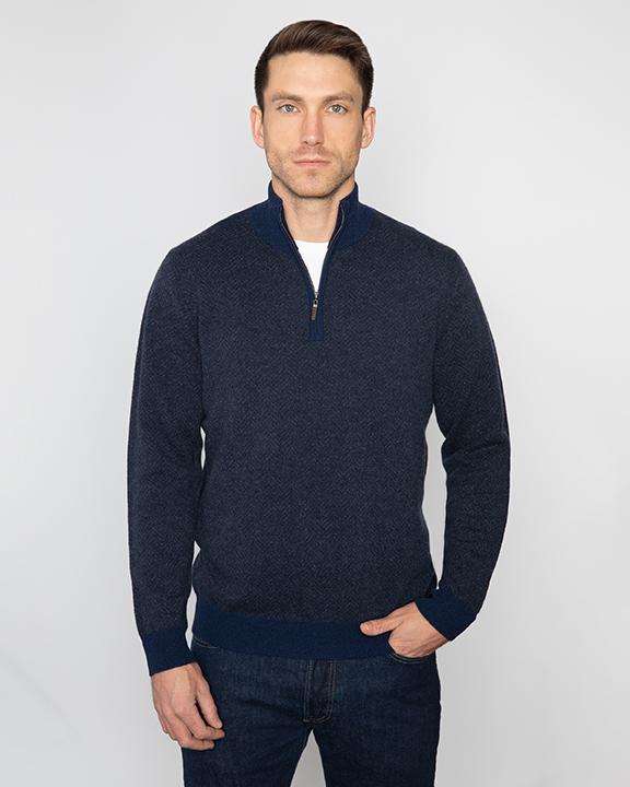 Herringbone Qtr Zip Mock