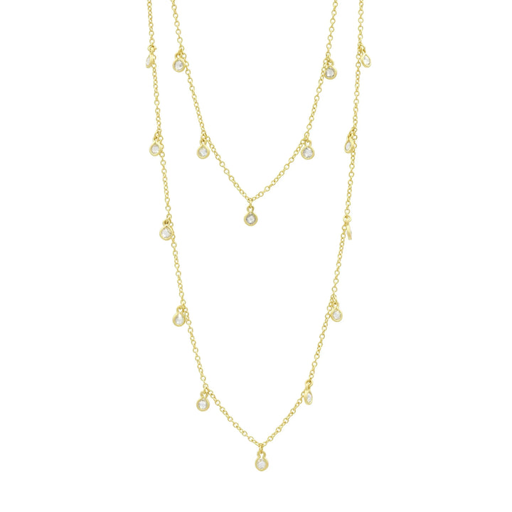 Gold Bezel Droplet Strand Necklace Signature NECKLACE