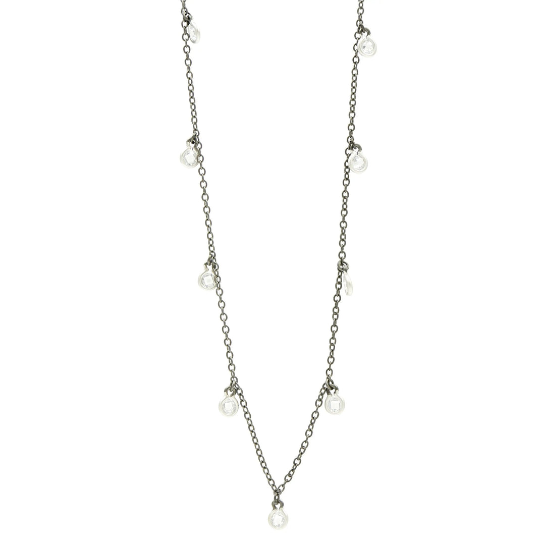 SilverBlack Bezel Droplet Strand Necklace Signature NECKLACE