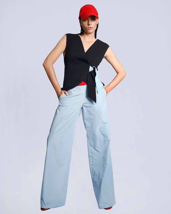 Maison Marie Saint Pierre | Tops | KHADIJA | Black | Light Blue | Pants | KARIM | Light Blue | Red