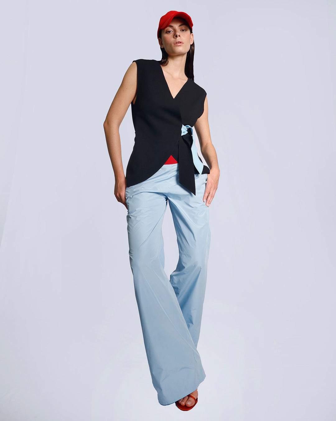 Maison Marie Saint Pierre | Tops | KHADIJA | Black | Light Blue | Pants | KARIM | Light Blue | Red