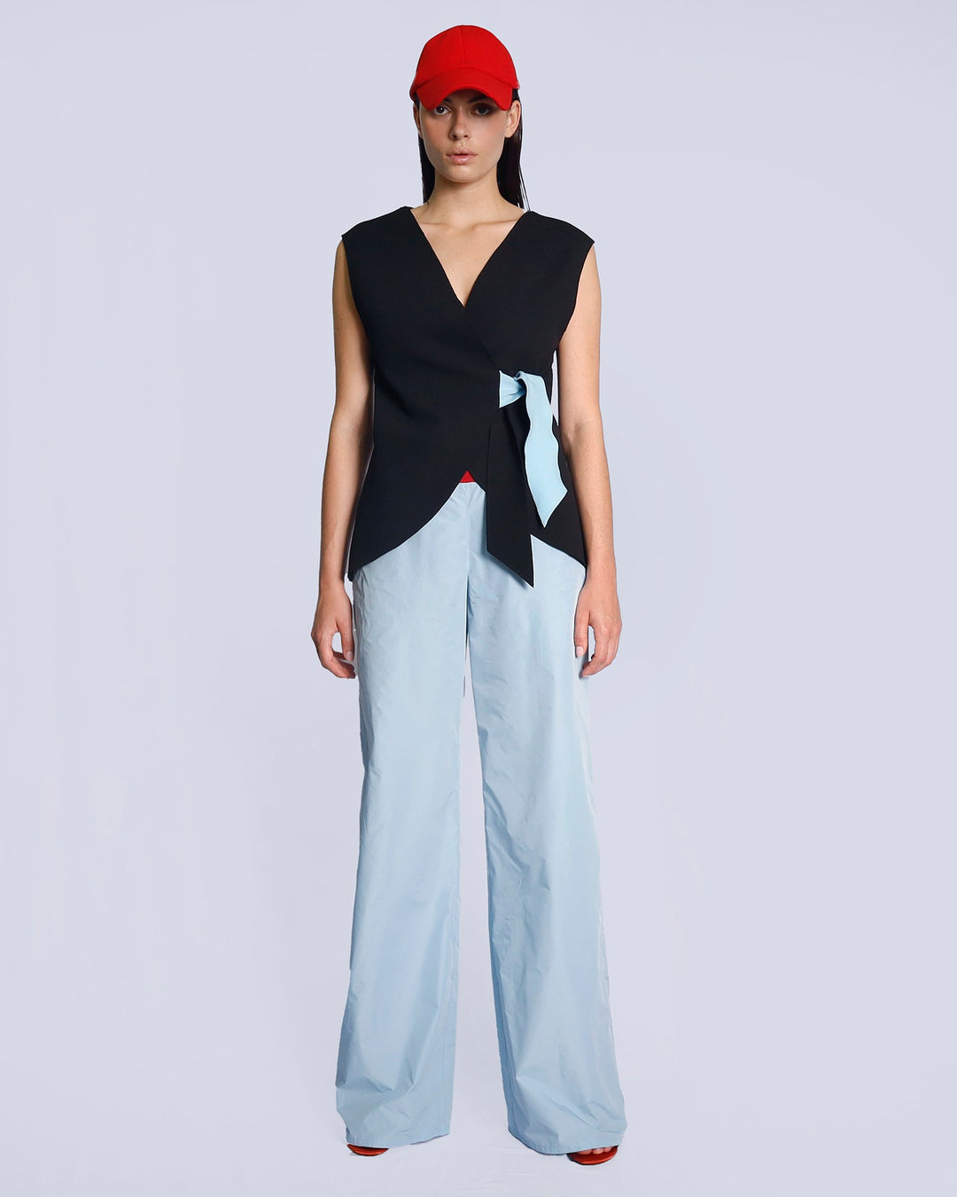 Maison Marie Saint Pierre | Tops | KHADIJA | Black | Light Blue | Pants | KARIM | Light Blue | Red