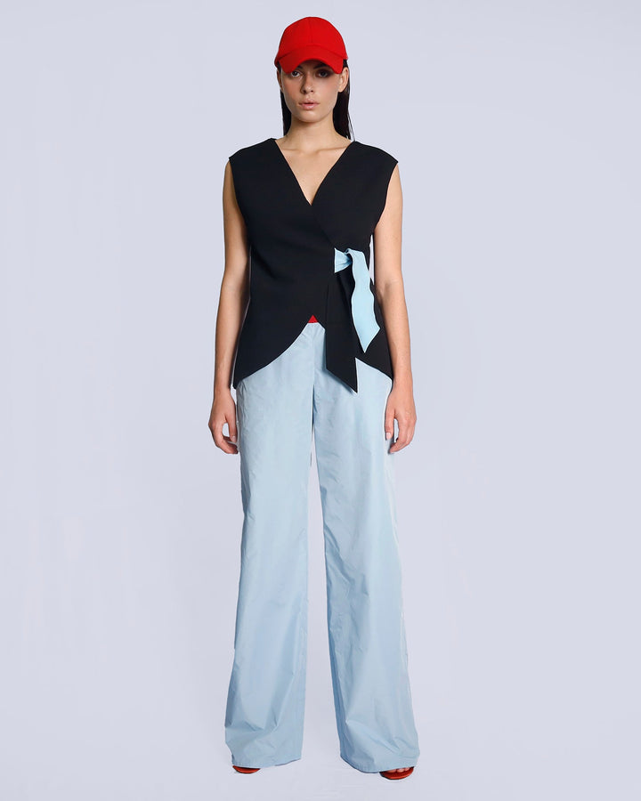 Maison Marie Saint Pierre | Tops | KHADIJA | Black | Light Blue | Pants | KARIM | Light Blue | Red